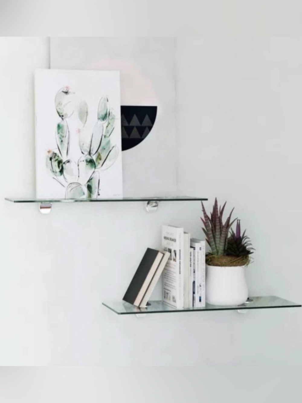 2 glass floating shelves